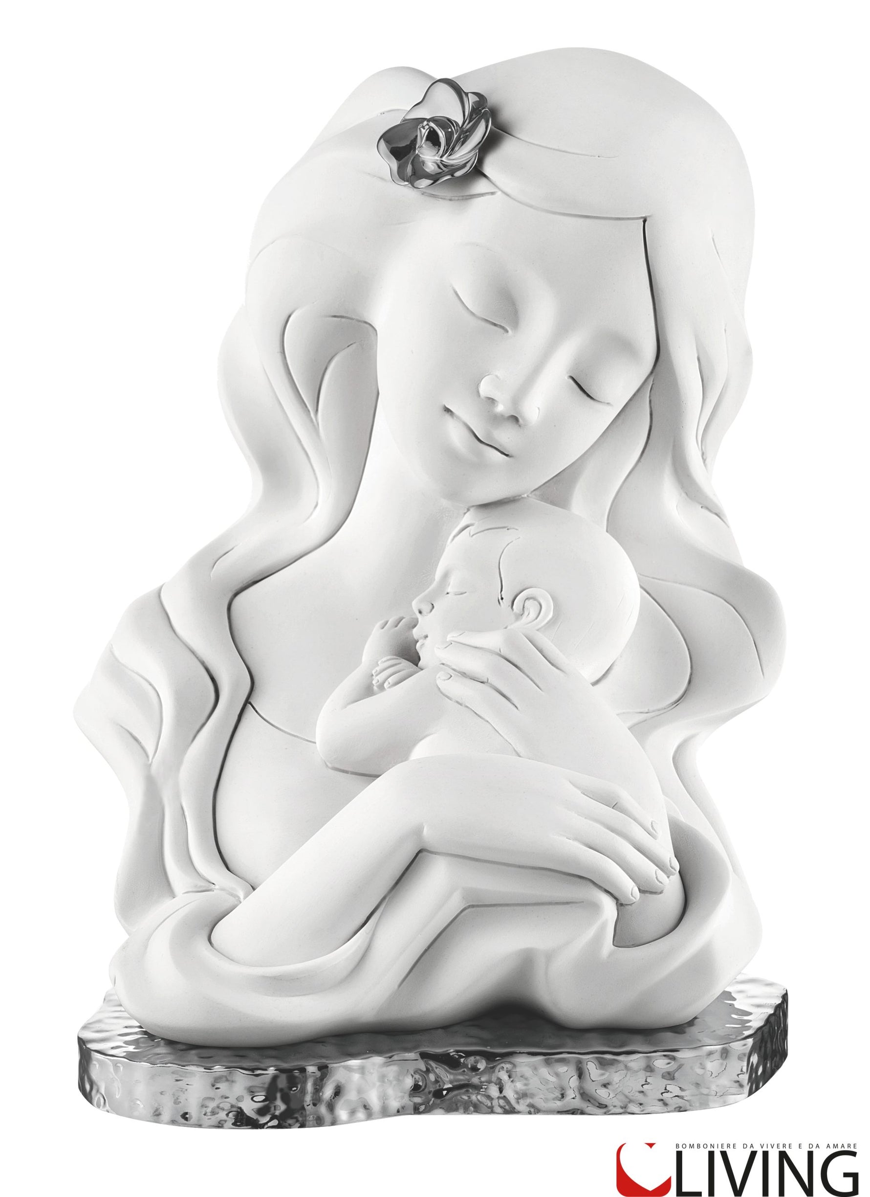 bomboniera statua maternità grande base argento fiore argento