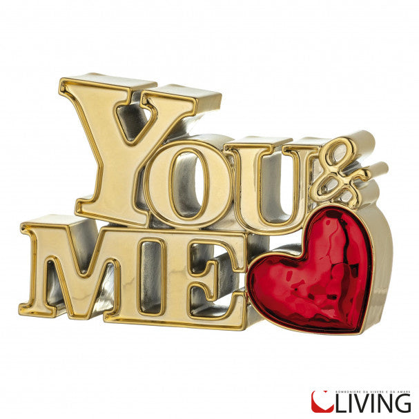 bomboniera scultura you & me oro cuore rosso