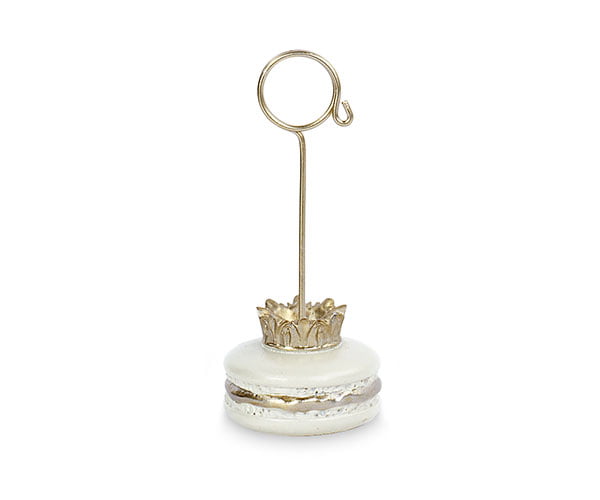 Bomboniera tema macarons segnaposto bianco e oro