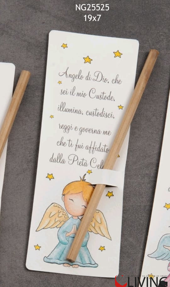 bomboniera matita con segnalibro angelo maschietto