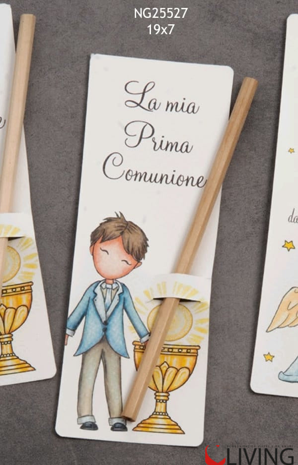 bomboniera matita con segnalibro bimbo comunione