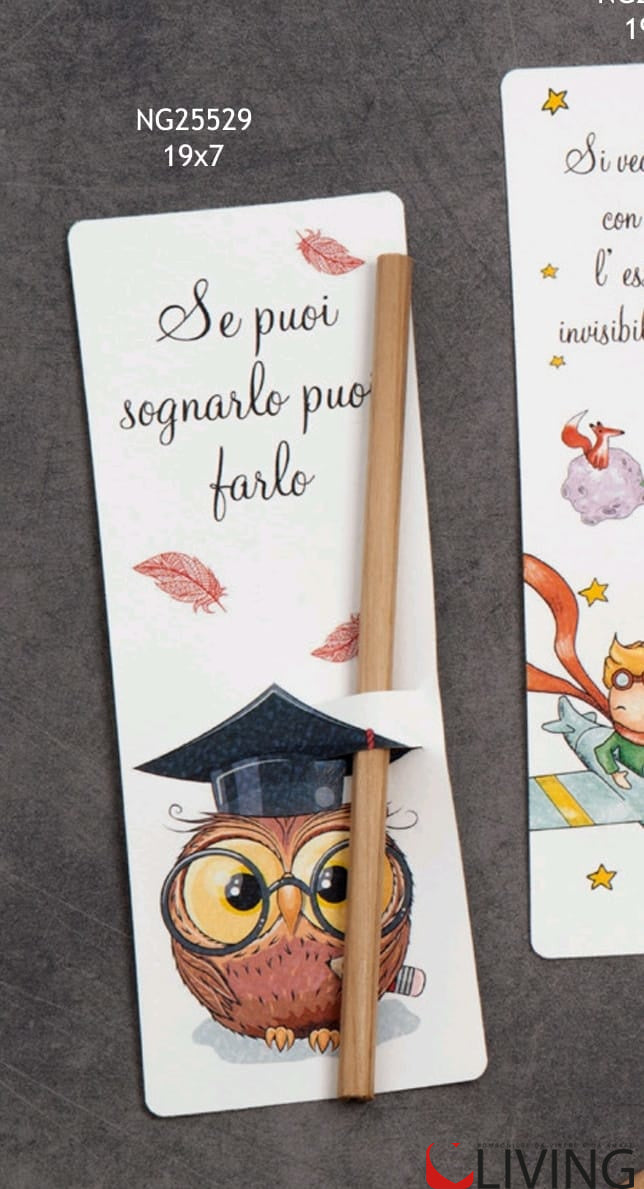Bomboniera matita con segnalibro gufetto Laurea