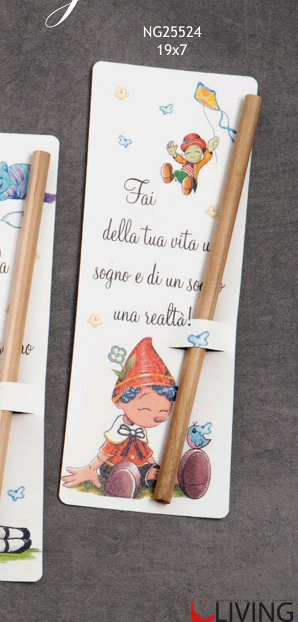 bomboniera matita con segnalibro pinocchio