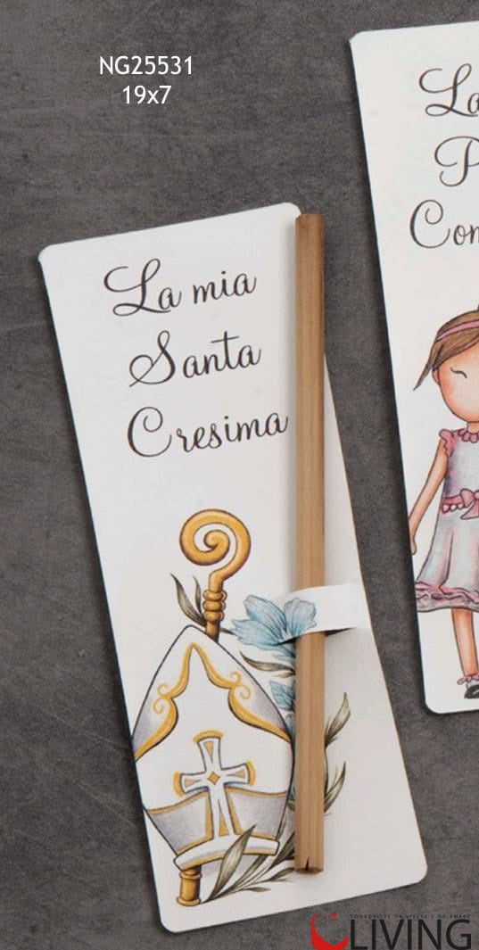 bomboniera matita con segnalibro cresima