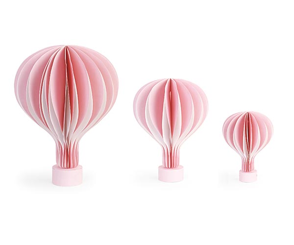 Addobbo Tema Candy Stick set 3 mongolfiere con base in legno