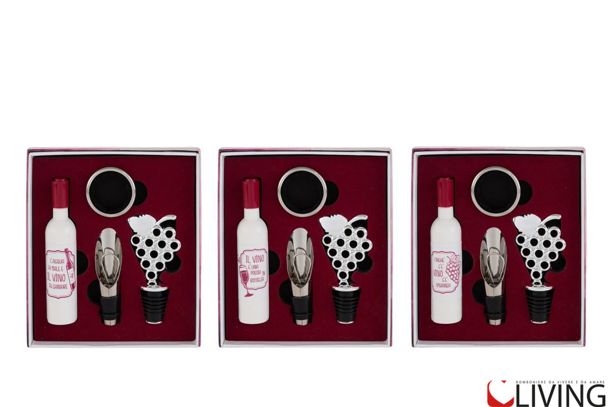 bomboniera tema vino set 4 accessori vino