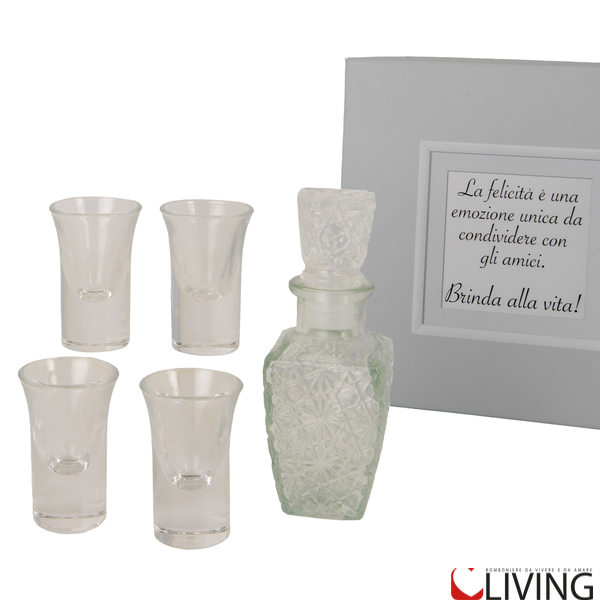 bomboniera set 5 pz bicchierini e bottiglia medium brinda alla vita