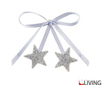decorazione set 6 fiocchi con stelle argento