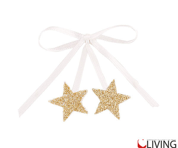 decorazione set 6 fiocchi con stelle ocra