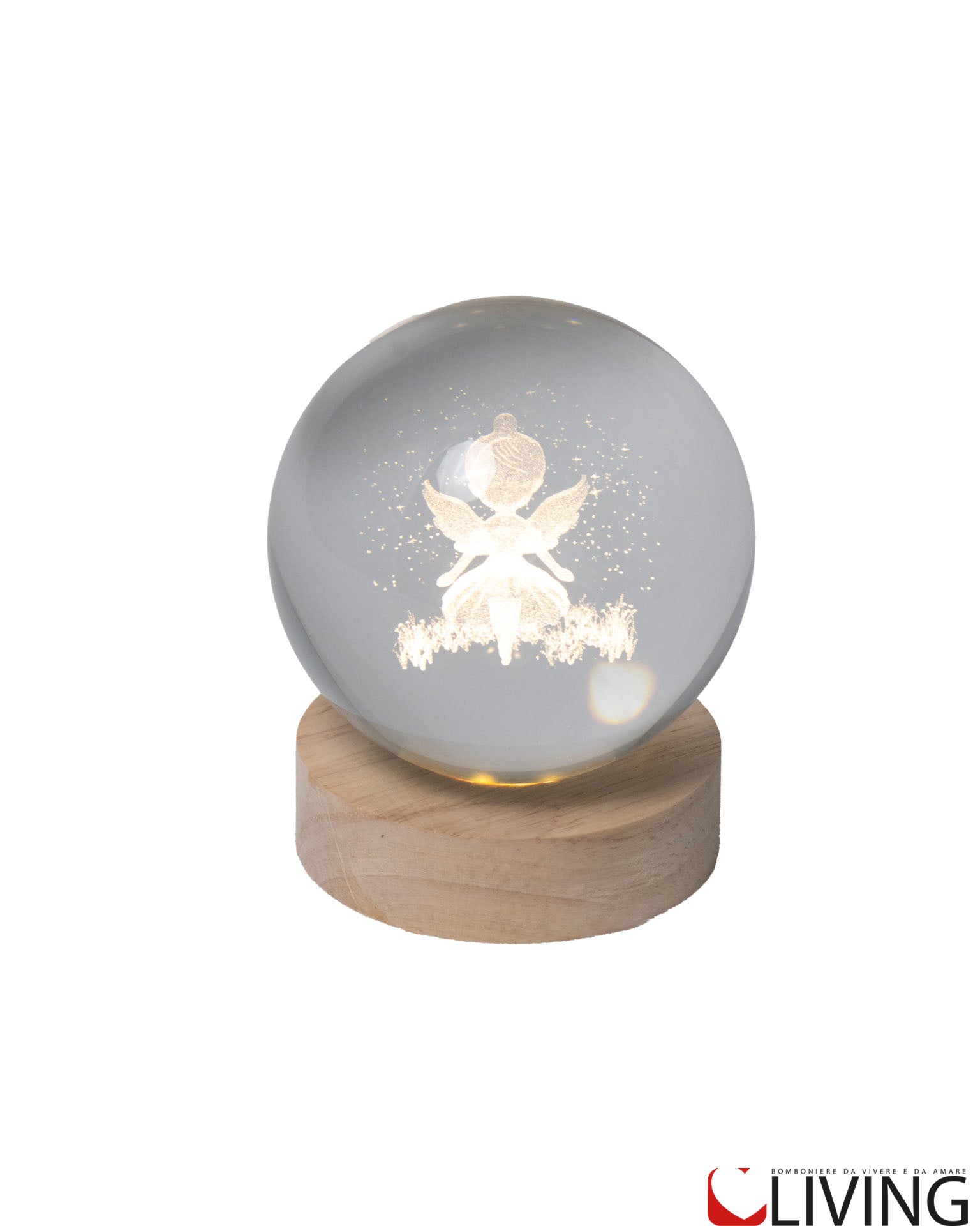 bomboniera sfera grande fatina con luce led