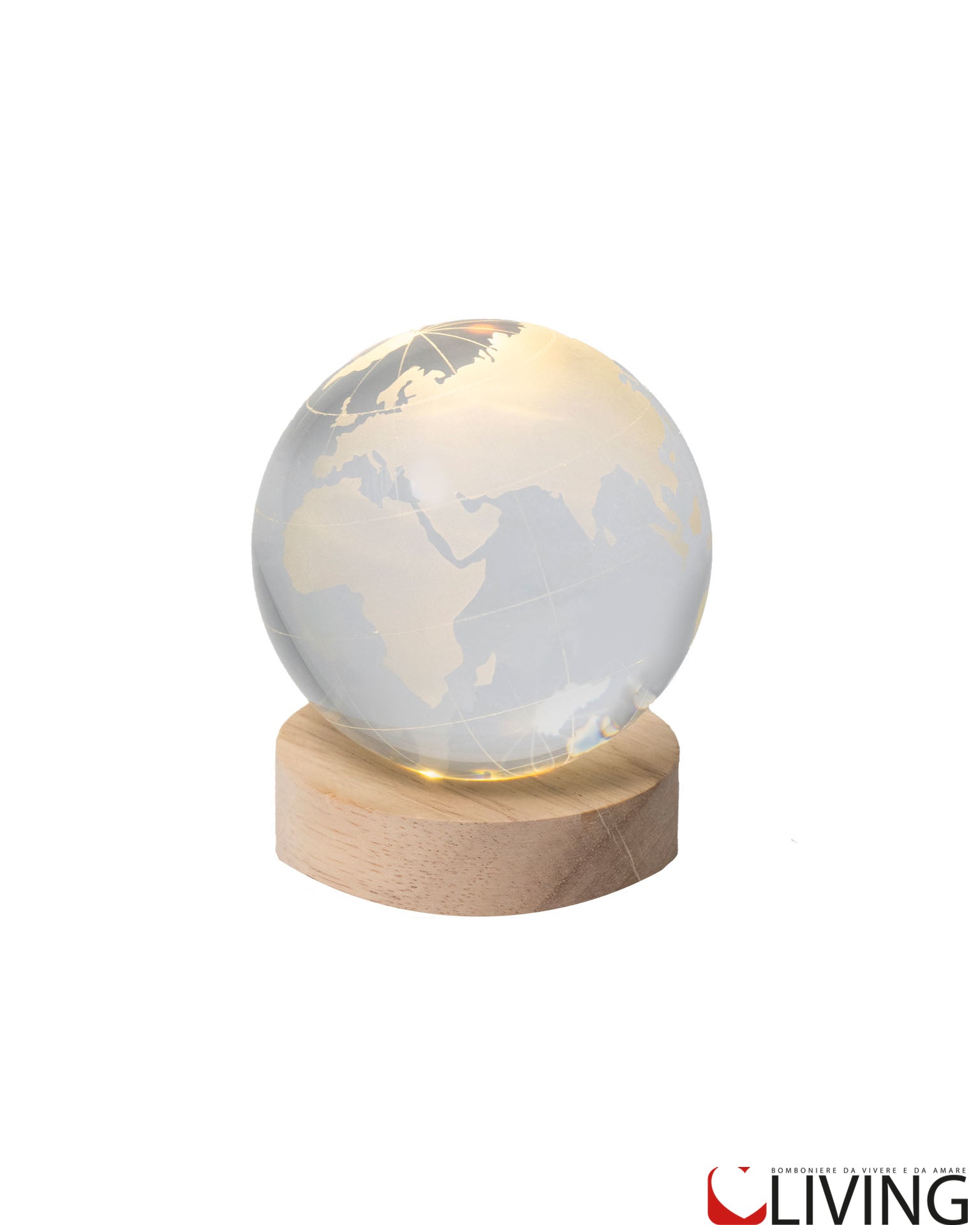 bomboniera sfera media mappamondo con luce led
