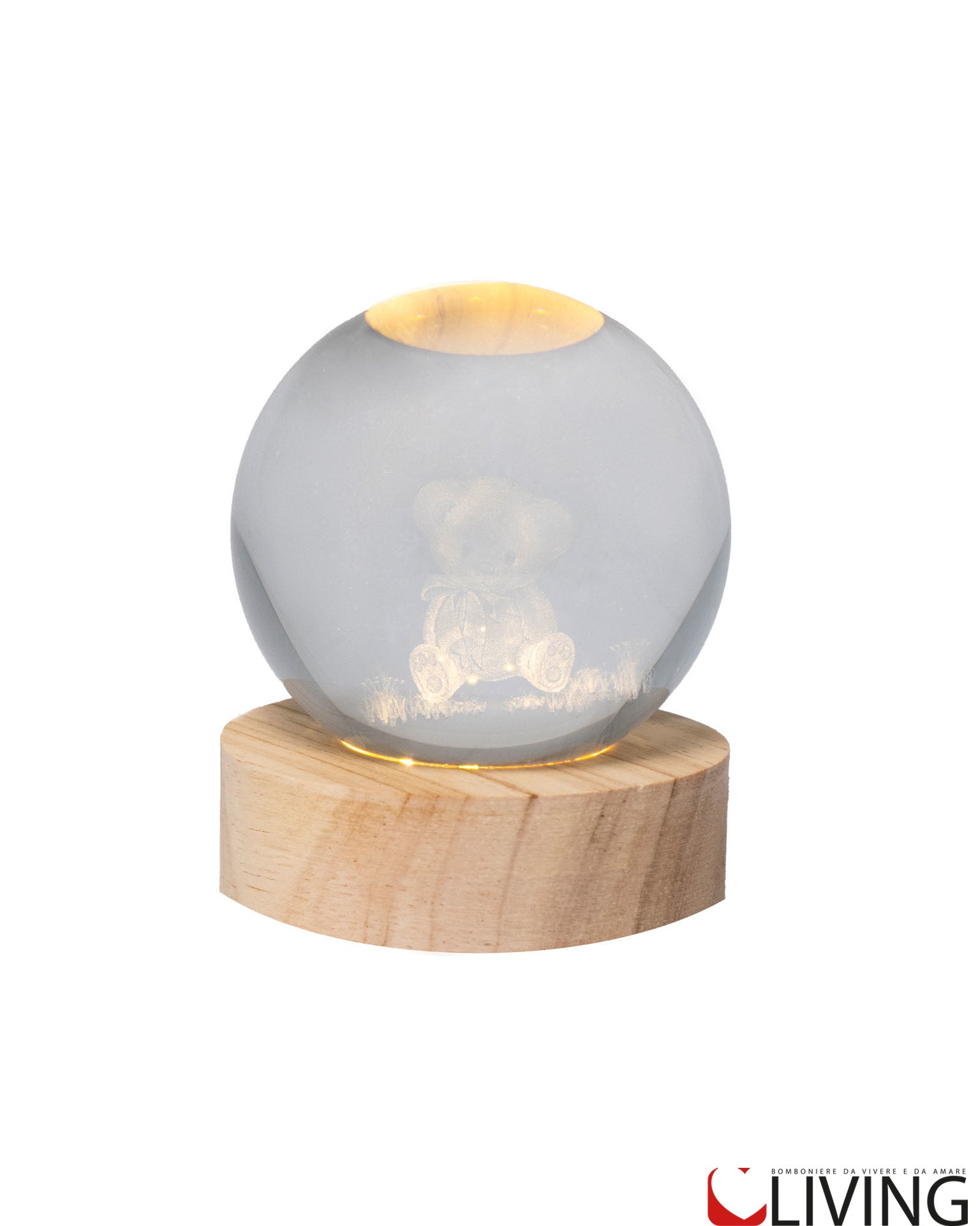 bomboniera sfera grande orsetto con luce led
