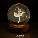 bomboniera sfera vetro grande ballerina con base legno led