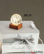 bomboniera sfera piccola bolle con base legno luce led