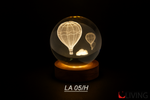 bomboniera sfera vetro mongolfiere con base legno led