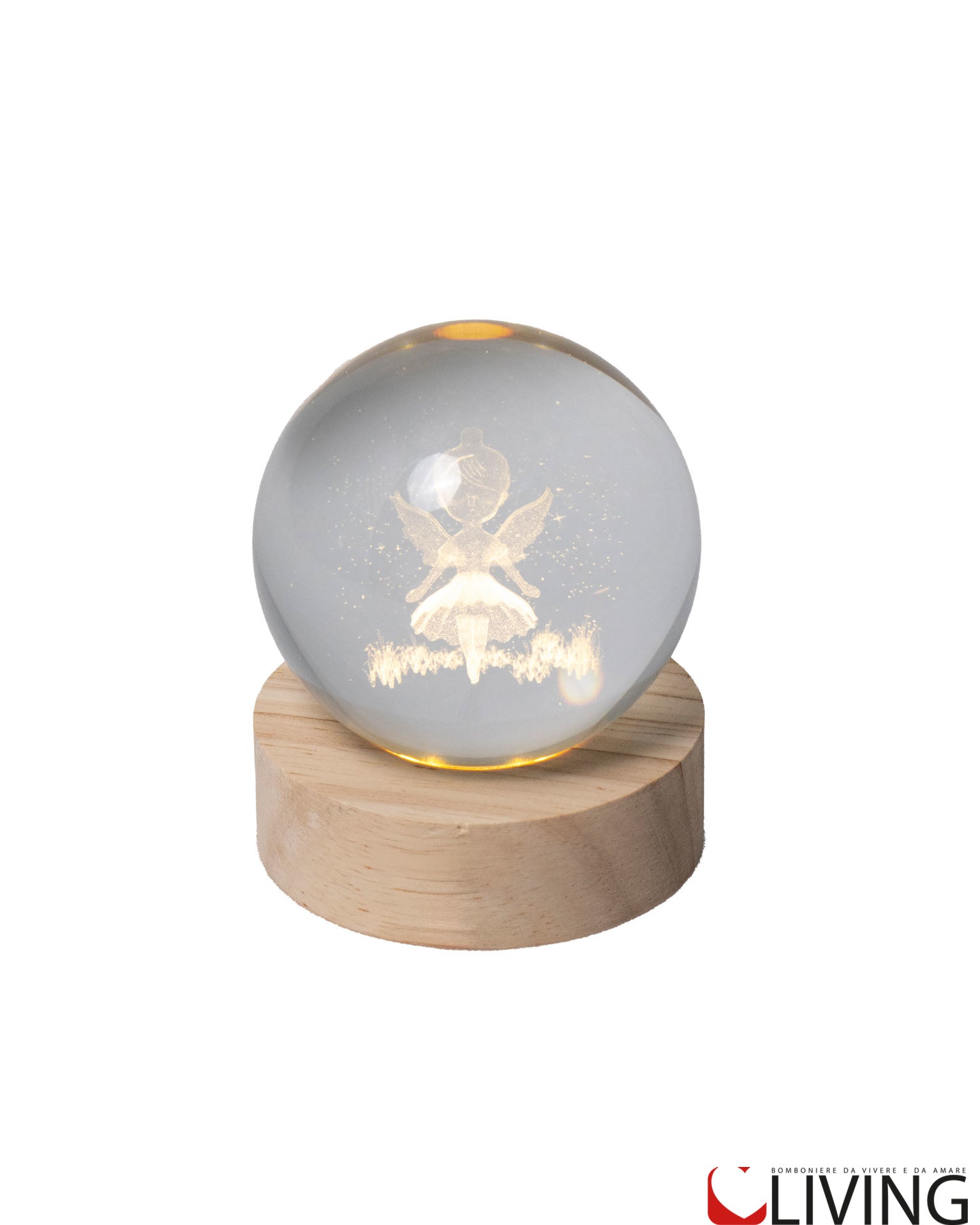 bomboniera sfera piccola fatina con luce led
