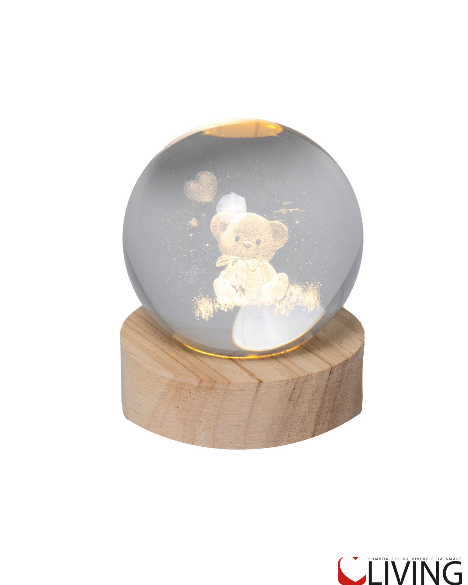 bomboniera sfera grande orsetto con luce led