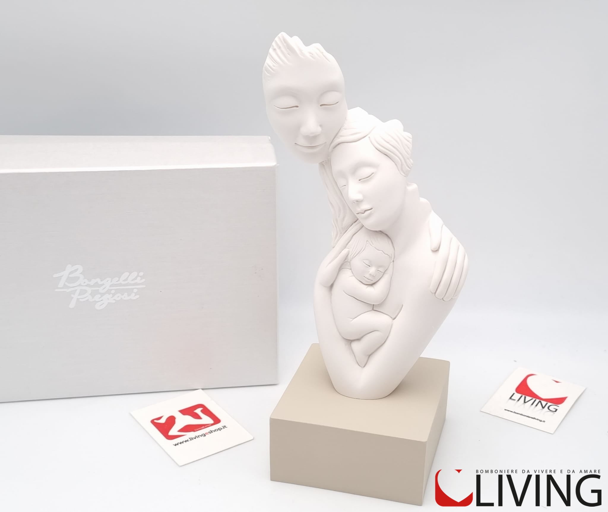 Statua stilizzata Sacra famiglia polvere di marmo