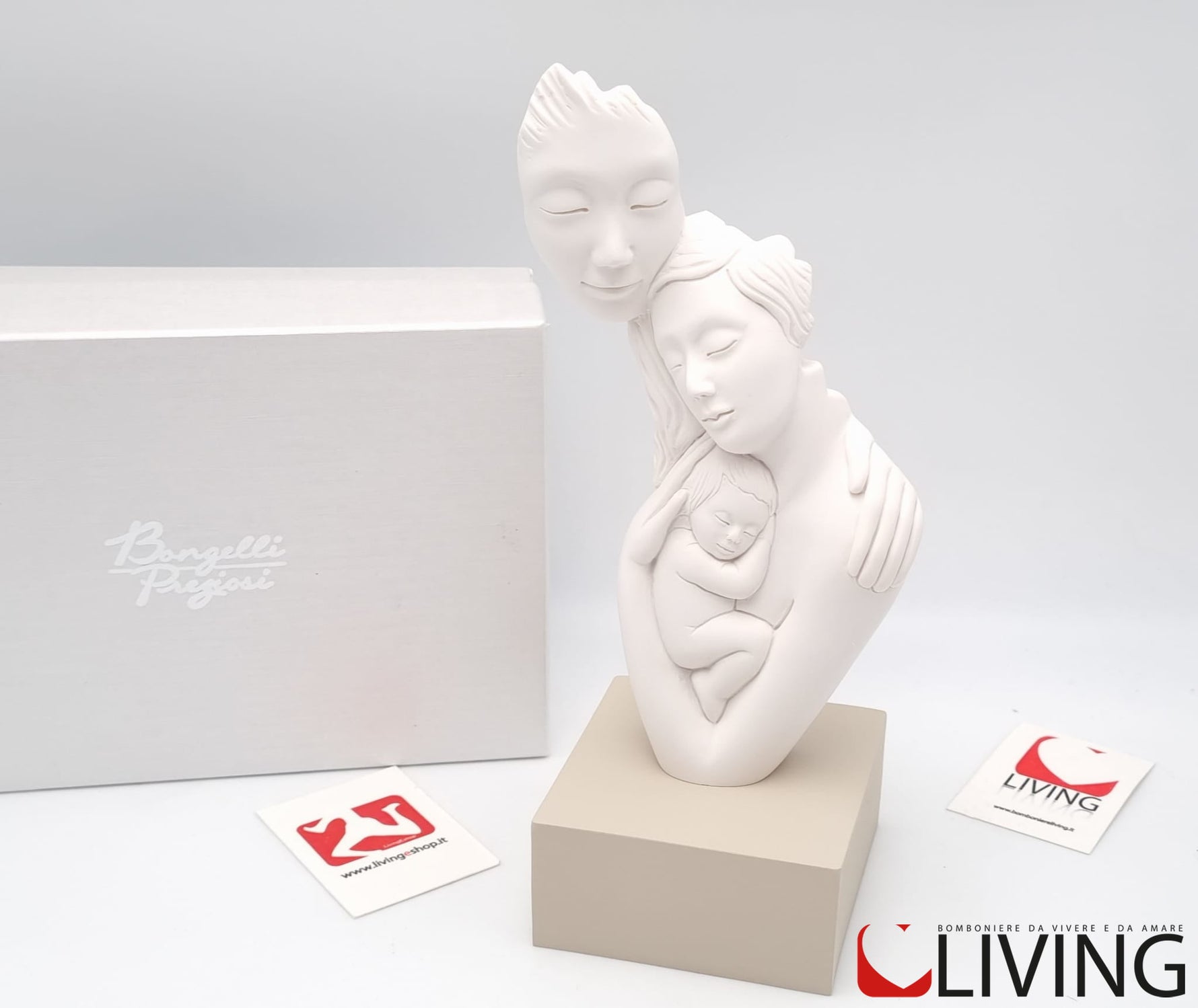 Statua stilizzata Sacra famiglia polvere di marmo