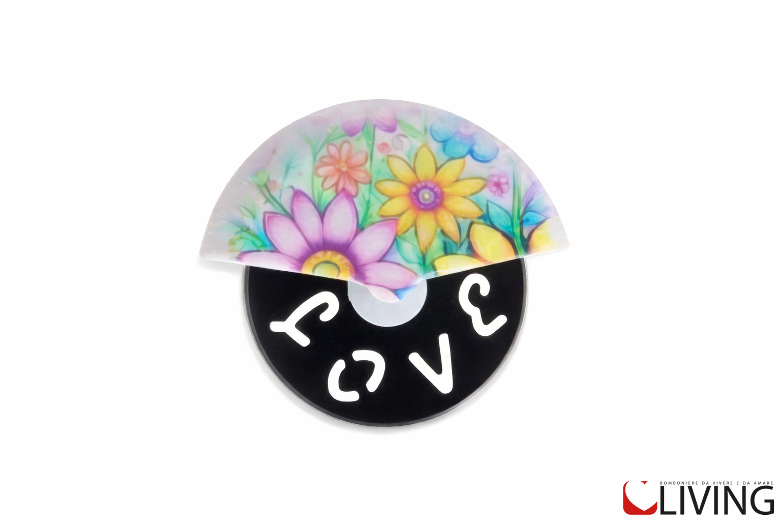 bomboniera tagliapizza love con fiori linea margherita