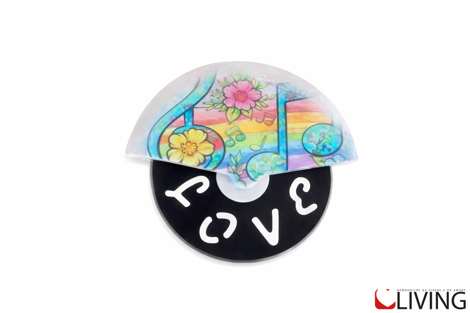 bomboniera tagliapizza love con note musicali linea margherita