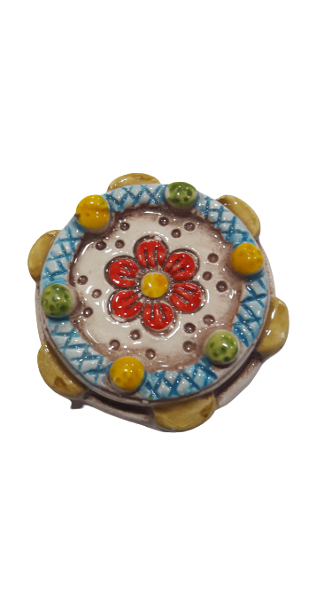 Bomboniera tipica siciliana tamburello in ceramica con magnete