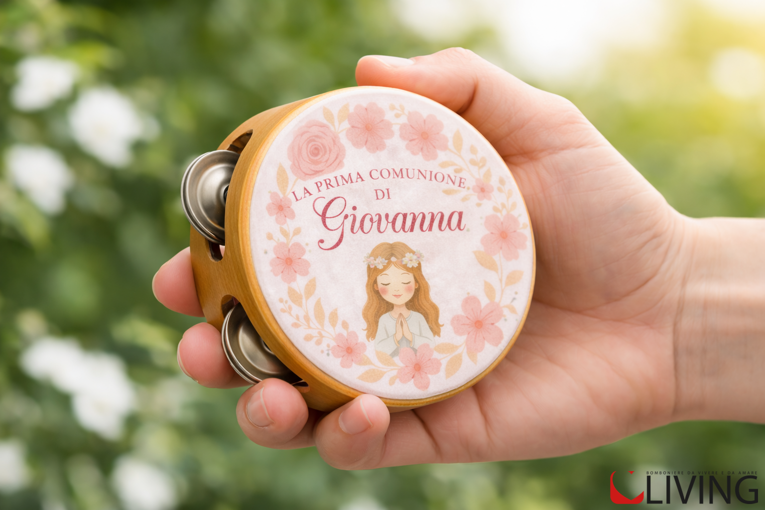 bomboniera tamburello bimba comunione personalizzabile