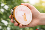 bomboniera tamburello battesimo coniglietto rosa personalizzabile