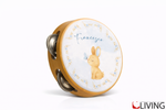 bomboniera tamburello battesimo coniglietto azzurro personalizzabile