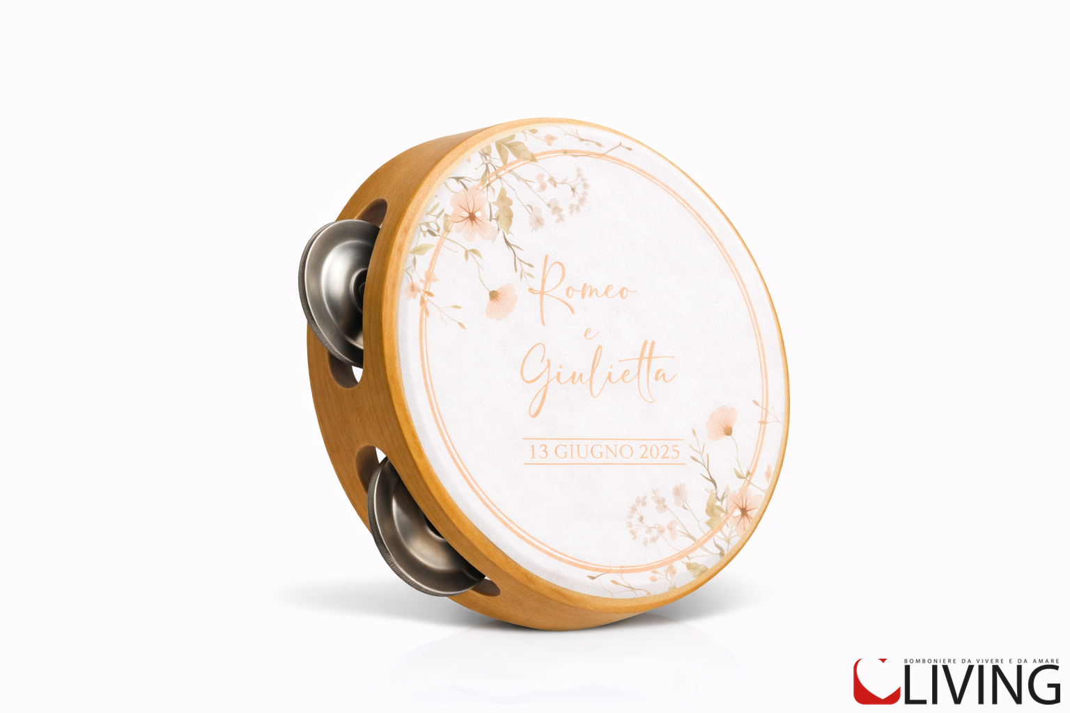 bomboniera tamburello matrimonio floreale personalizzabile