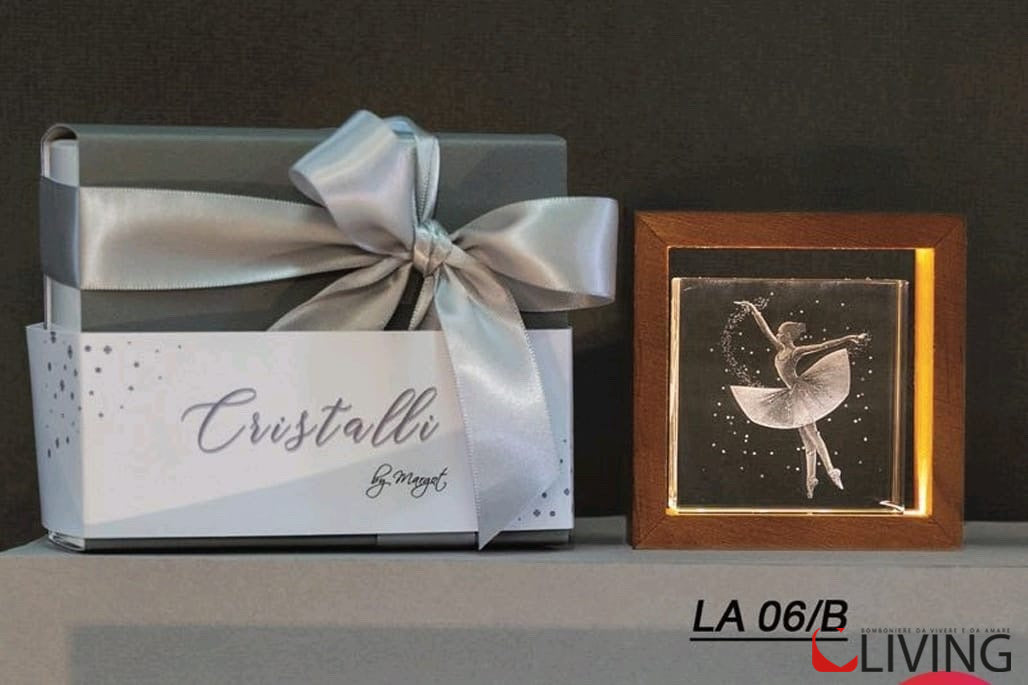 bomboniera teca legno con ballerina luce led