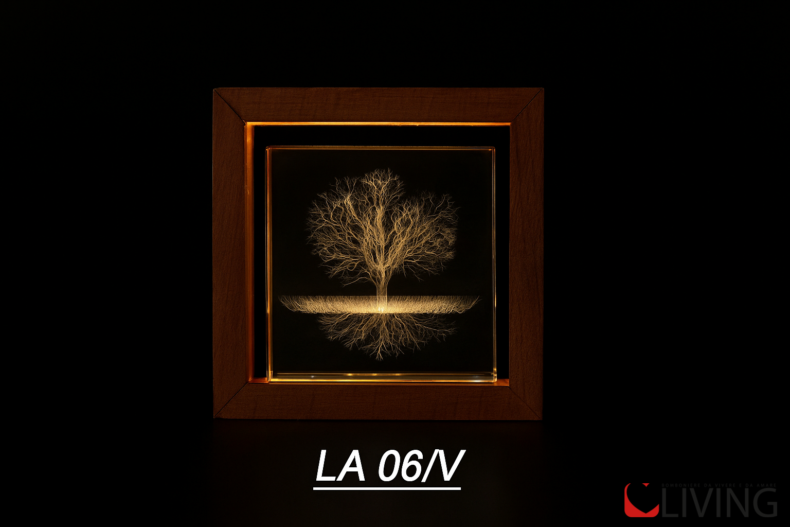 bomboniera teca legno con albero della vita luce led