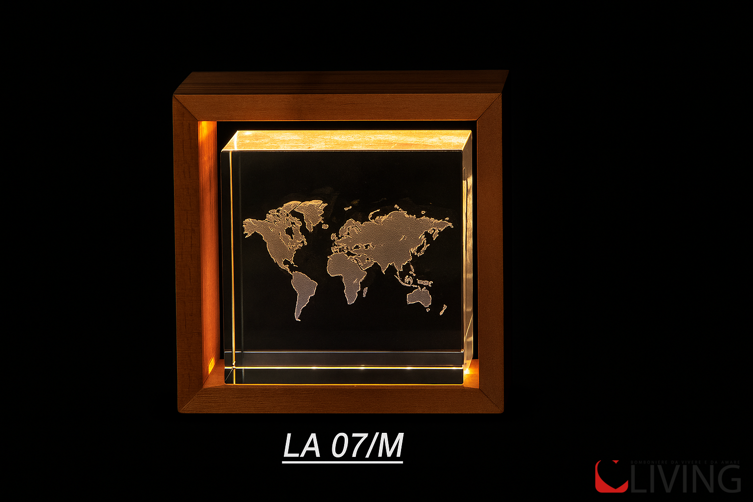 bomboniera teca legno grande con mappamondo luce led