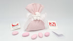 Sacchetto nascita e battesimo righe rosa