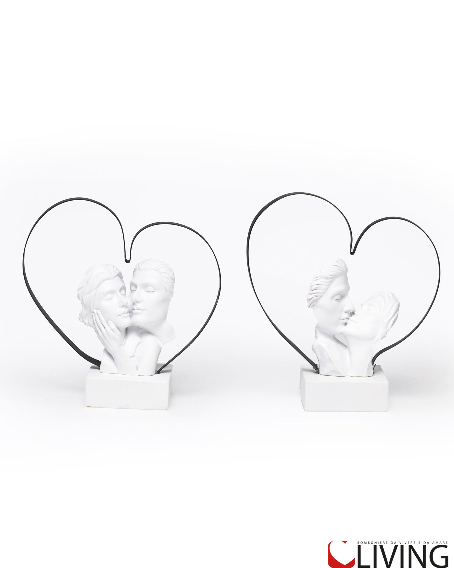 bomboniera teste bacio resina con cuore