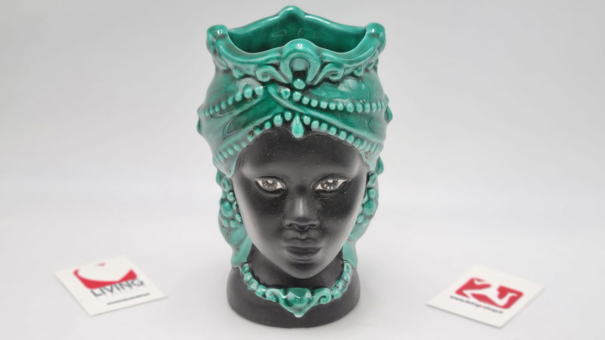 Bomboniera testa di donna in ceramica satinata nera
