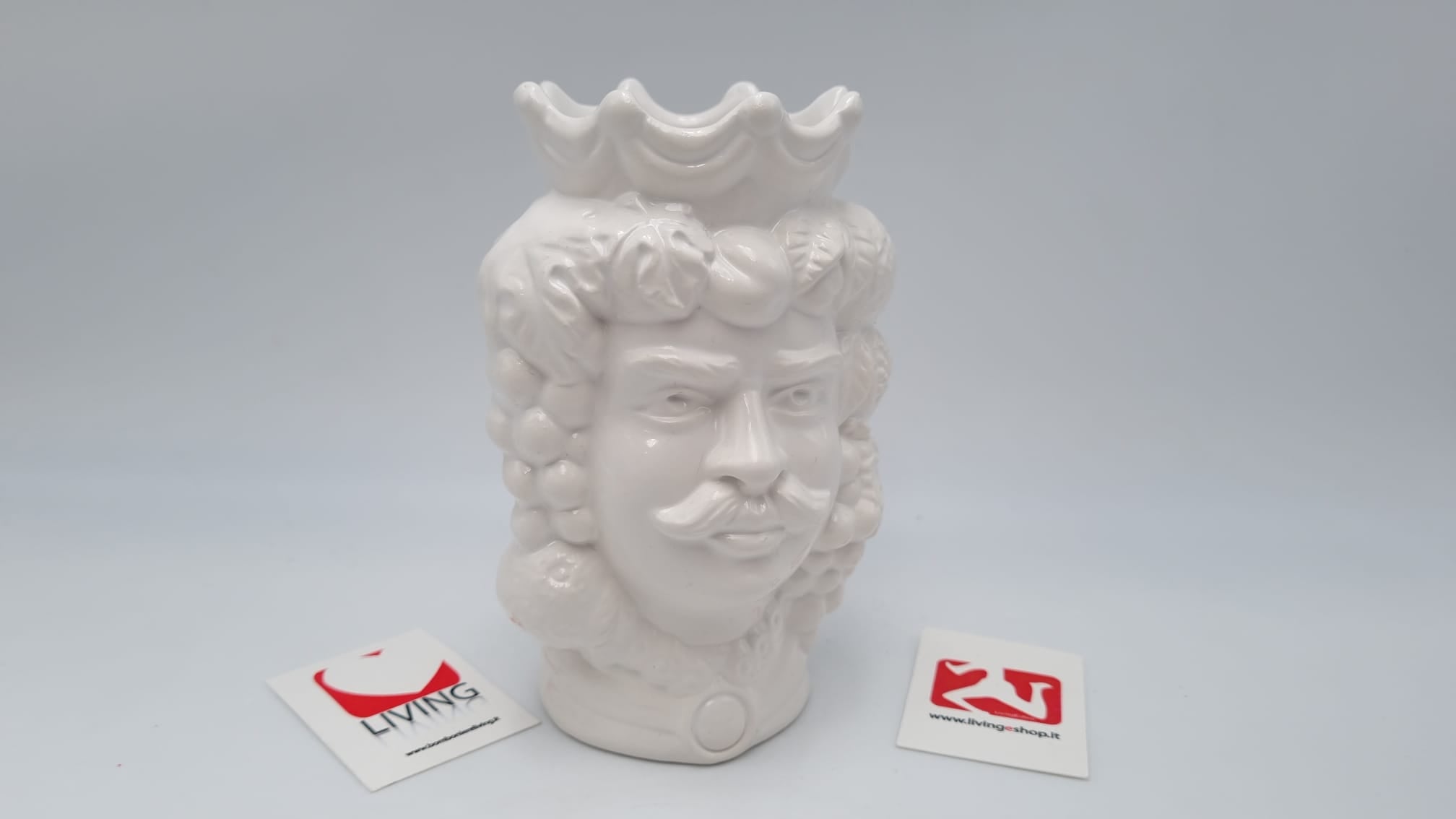 Bomboniera tipica Siciliana testa di moro in ceramica di Caltagirone Bianca