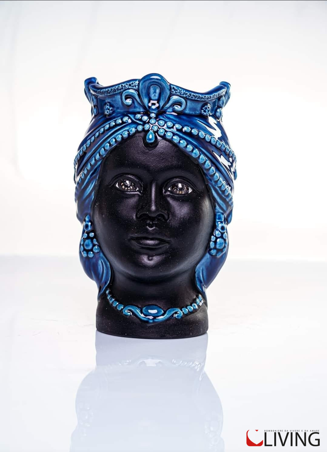 bomboniera testa di moro donna ceramica di caltagirone linea “gioiello cobalto”