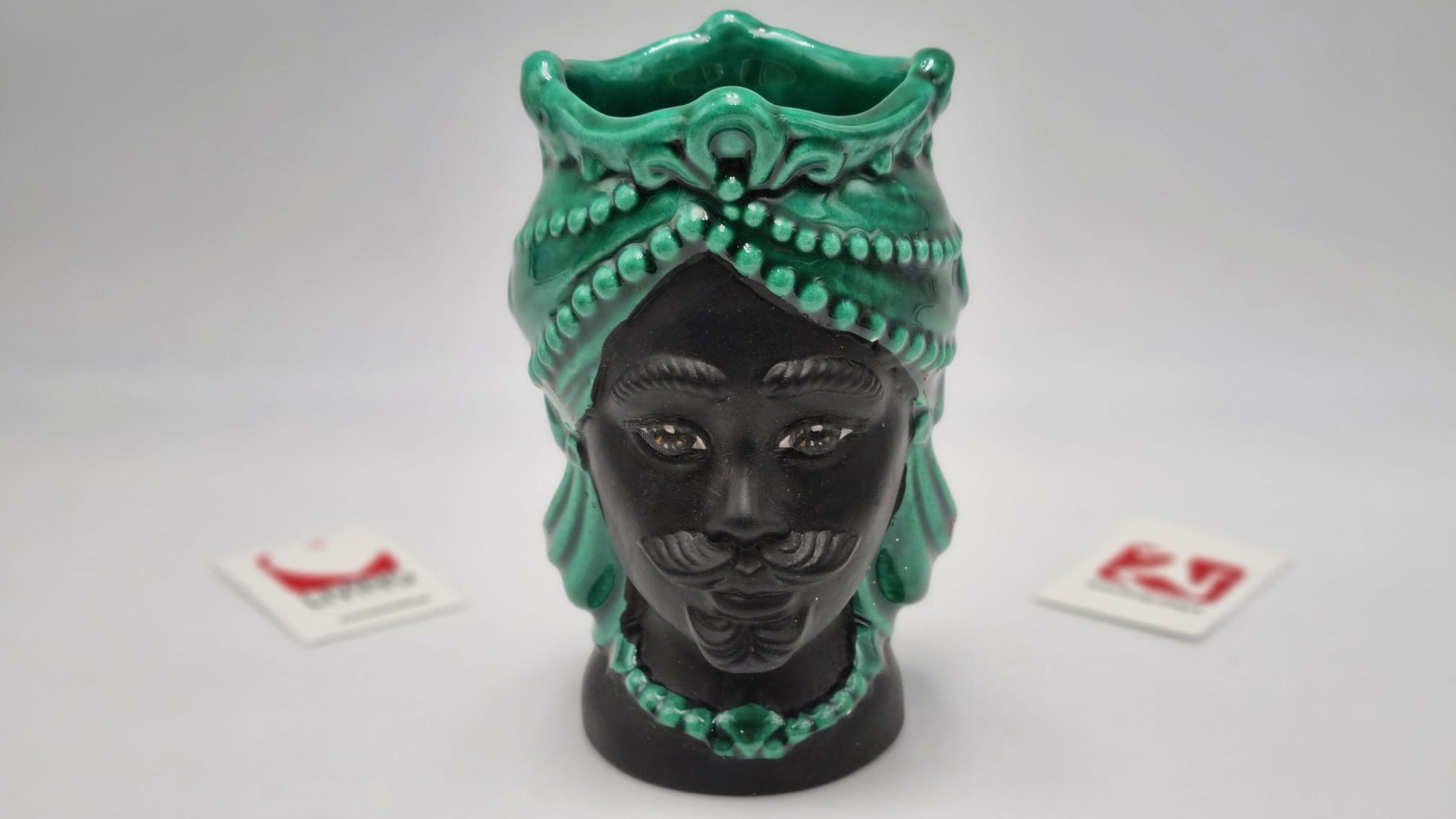 Bomboniera  testa di moro nera in ceramica di Caltagirone