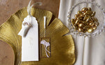 Bomboniera Tema Tropical Chic Segnalibro Foglia Gingko Bianco Oro