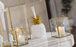 Bomboniera Matrimonio Tropical Chic Lanterna In Vetro Con Metallo Oro Specchio