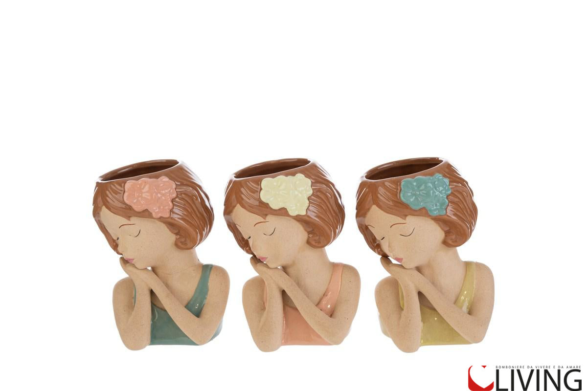 bomboniera vasetto ceramica girl in ceramica