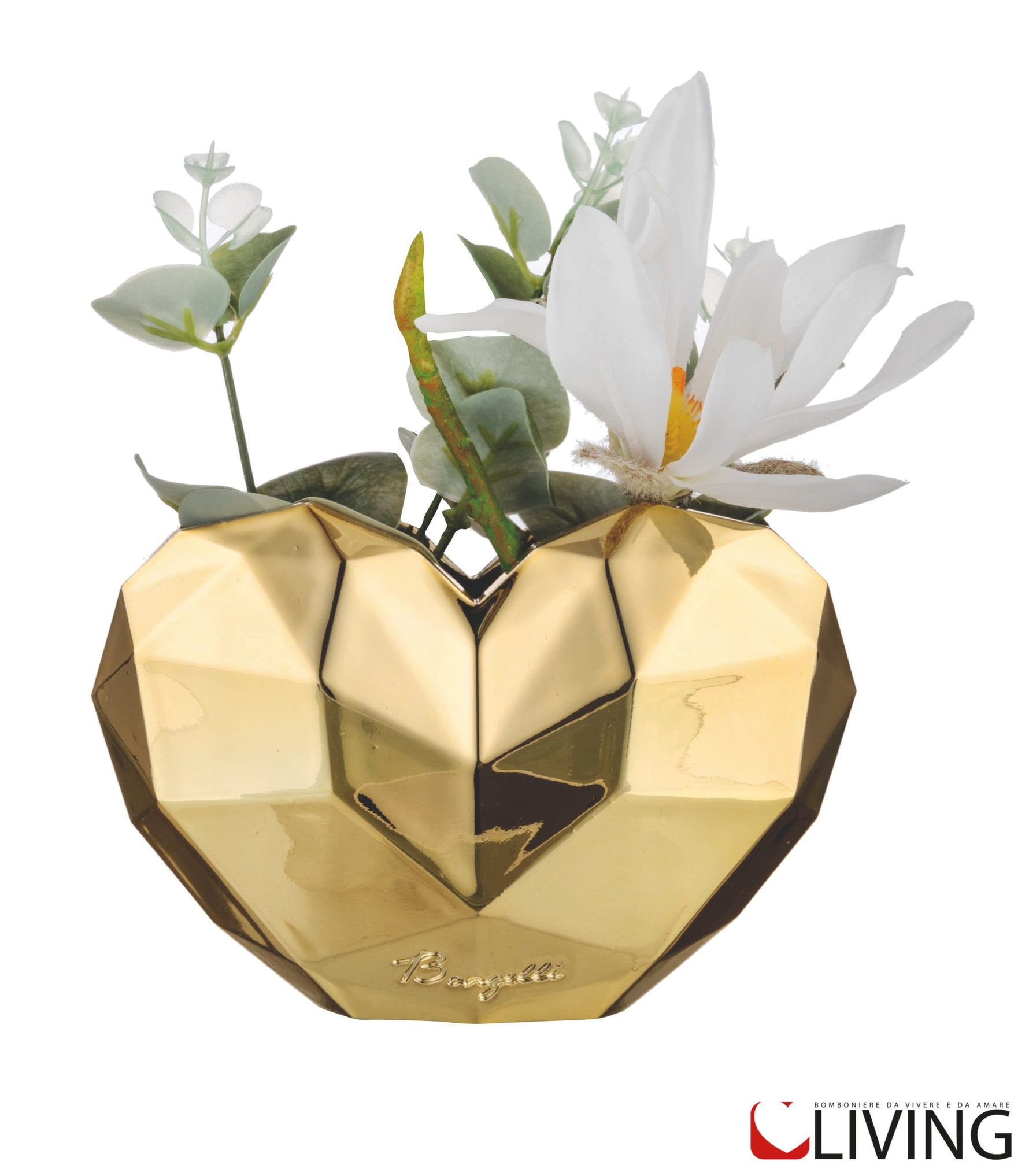 bomboniera vasetto cuore design oro