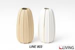Bomboniera vasetto porcellana beige e bianco scanalature verticali