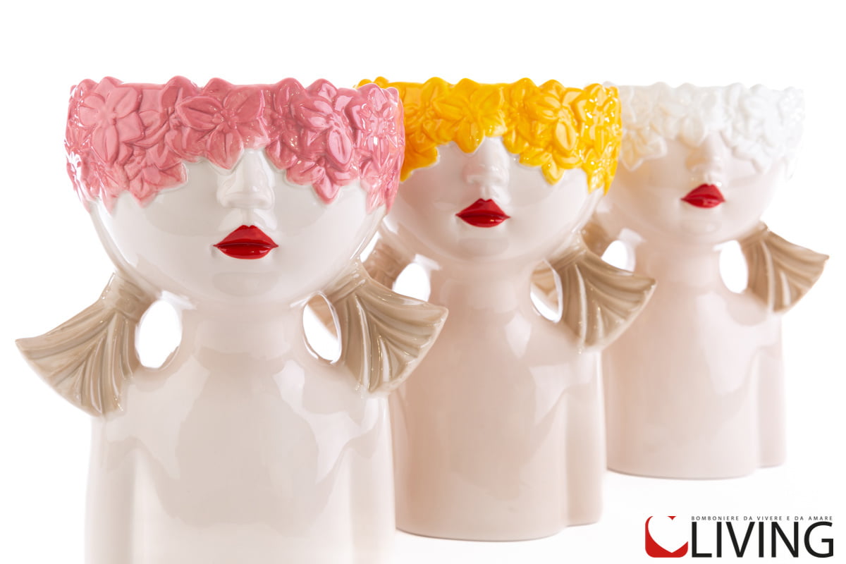 vaso grande busto bimba porcellana colorato