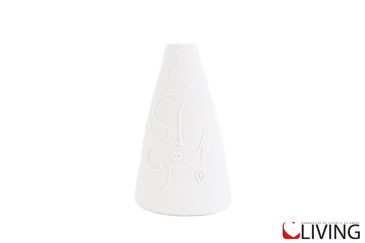 vaso conico porcellana bianca