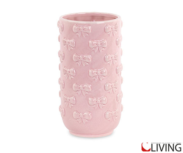bomboniera vaso porcellana fiocchi rosa