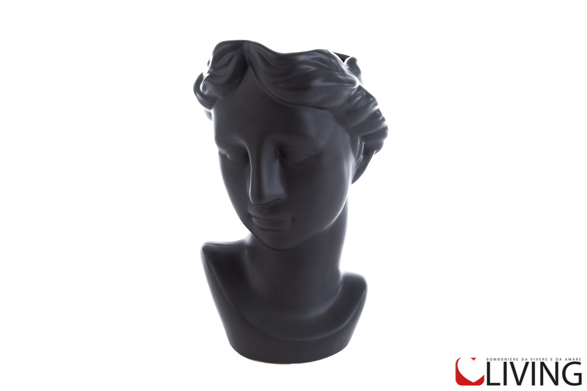 vaso testa donna porcellana nera