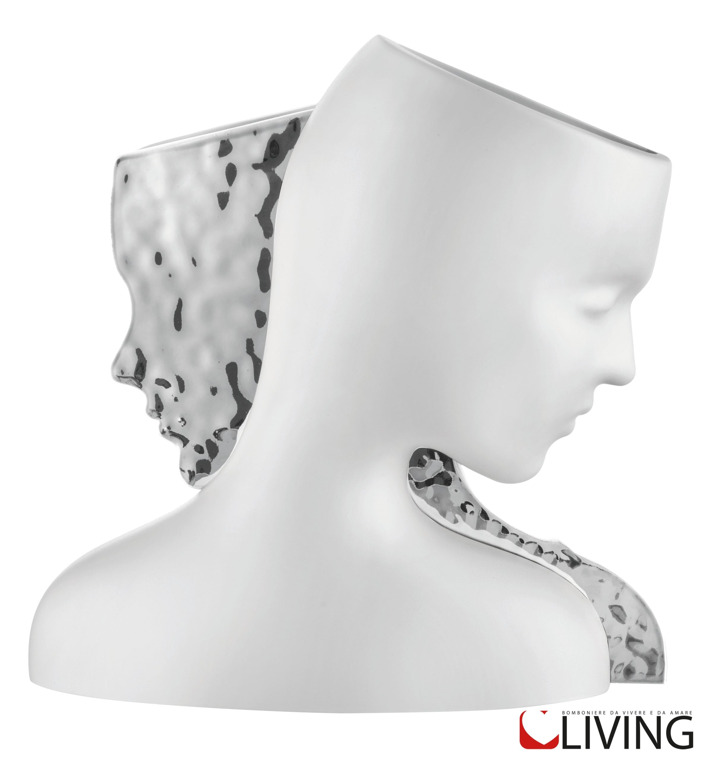 vaso visi bianco e argento