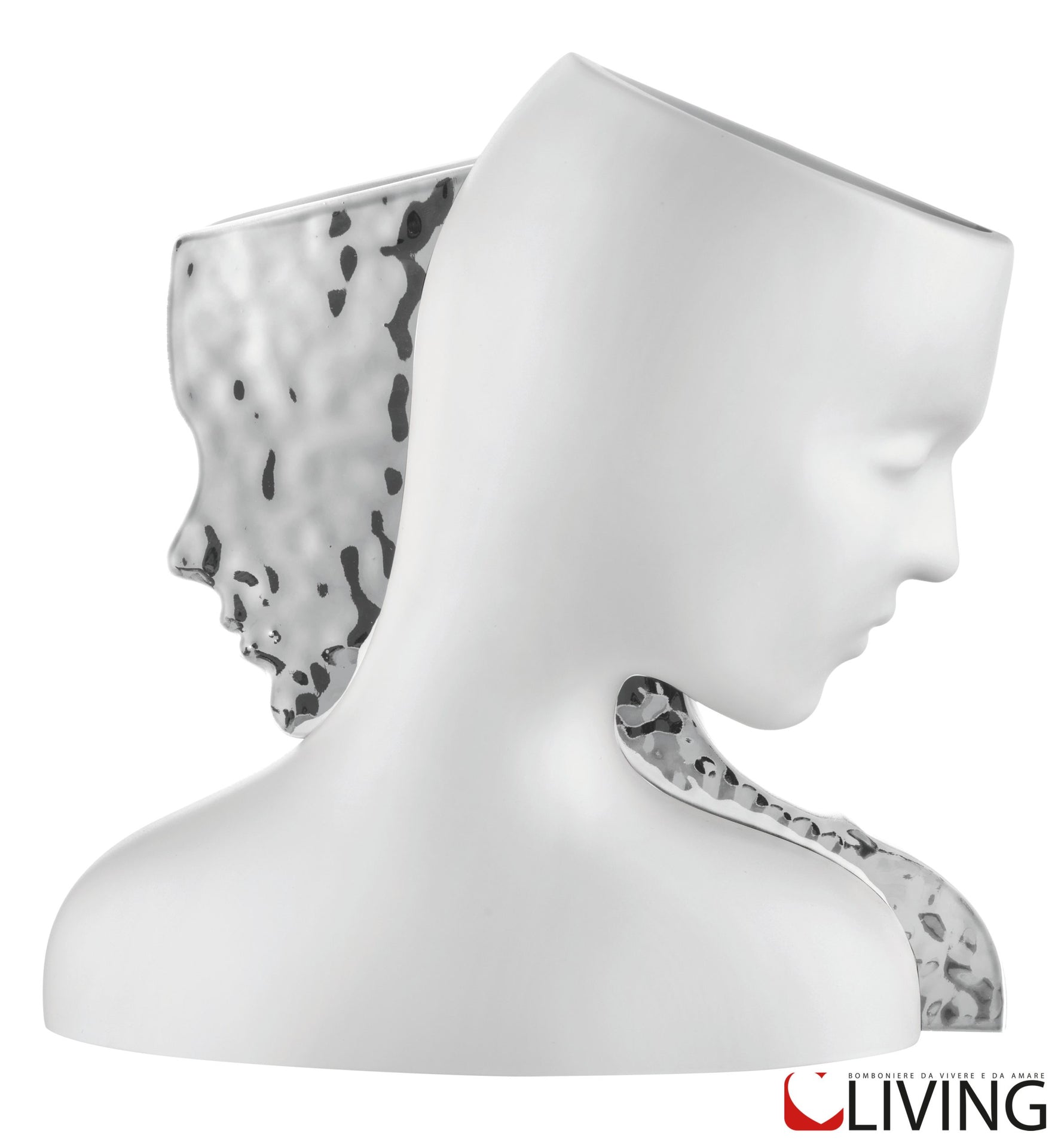 vaso visi bianco e argento